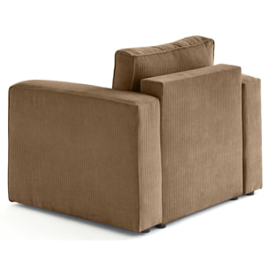Topaze - fauteuil en velours côtelé plat - Latte