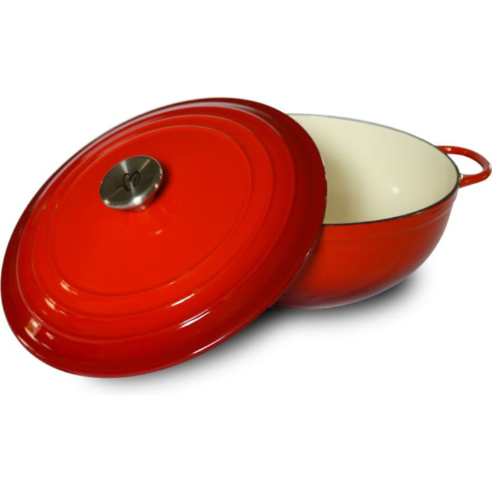 Cocotte BAUMALU fonte emaillee basse et couvercle