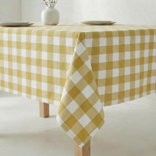 Nappe antitache au toucher tissu imperméable Carreaux Moutarde
