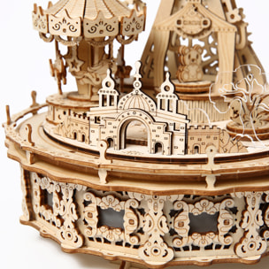 Modello in legno 3D, con movimento meccanico design Parco divertimenti da sogno con luce e musica. 370 pezzi.