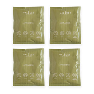 Valquer Shake - 4 geles de baño sostenibles - 4 sobres Earth de 25 gr