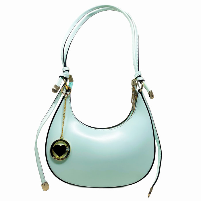 Chicca Borse - Borsetta a Spalla Donna in Vera Pelle - Colore Verde Acqua
