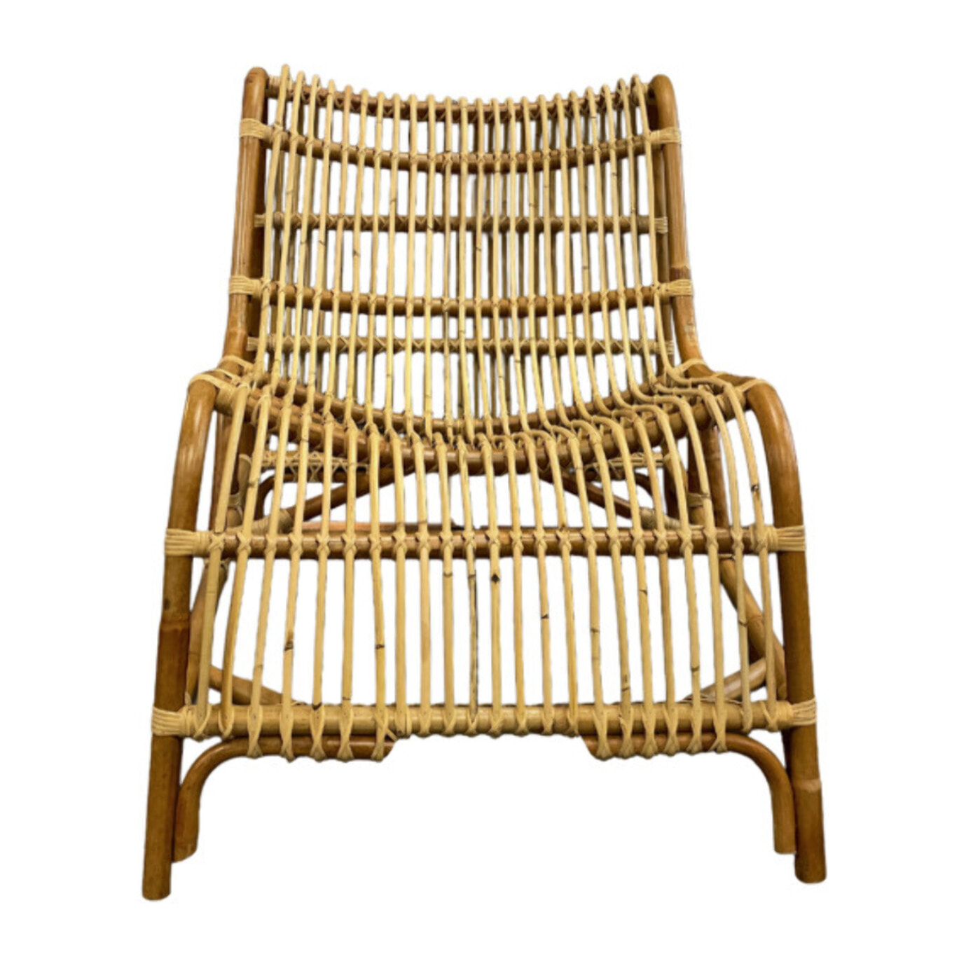 Fauteuil lounge de jardin en rotin naturel tressé - NINON