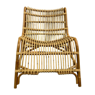 Fauteuil lounge de jardin en rotin naturel tressé - NINON
