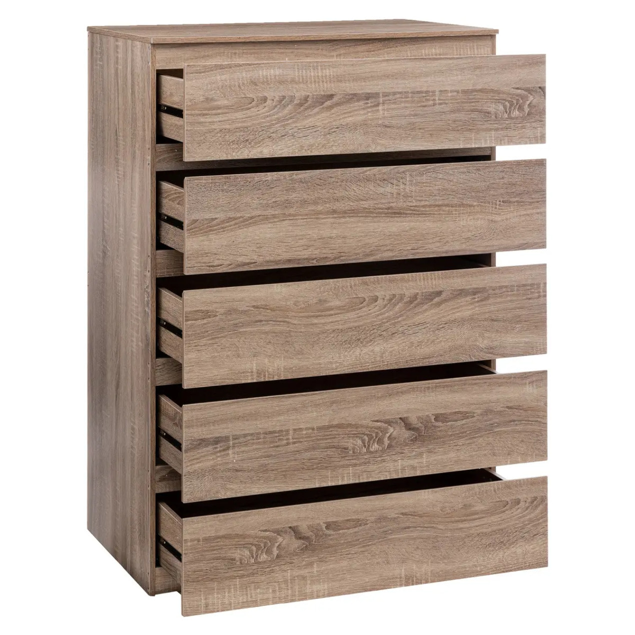 Commode 5 tiroirs "Dolo" effet bois naturel