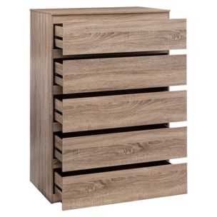 Commode 5 tiroirs "Dolo" effet bois naturel
