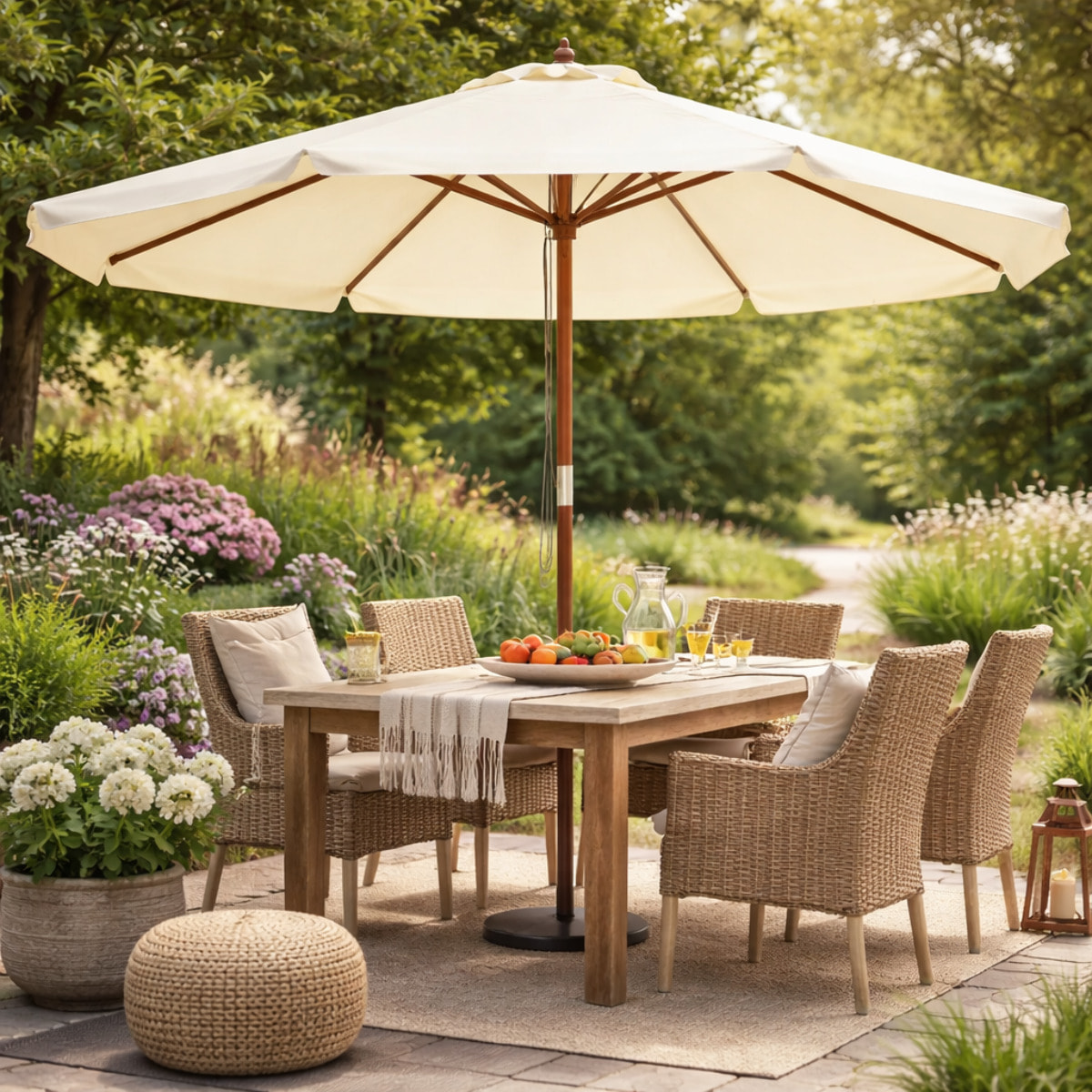 Parasol droit Ø3 m – Grand format – Bois de bambou