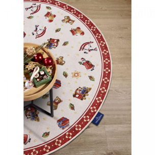 Tapis rond salon ou chambre enfant,  motif fêtes de SANTA, kilim original, entretien facile