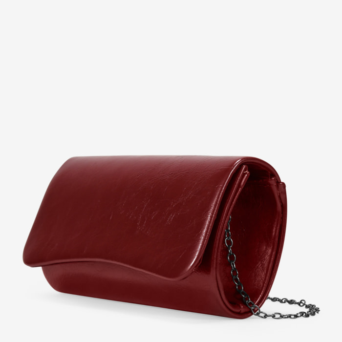 Bolso de fiesta burdeos brillante con solapa