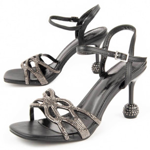 Sandalia De Tacón - Negro - Altura: 9 Cm