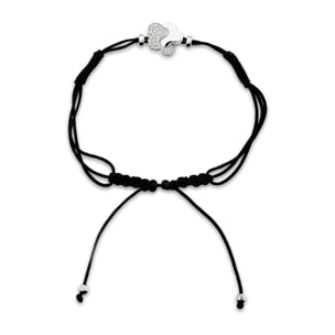 Bracciale Regolabile in Cordino con Fiore in Argento 925