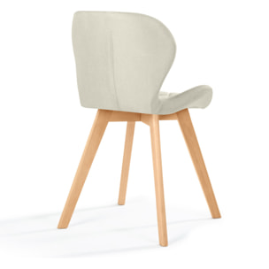 Chaises Gatsby en tissu beige et pieds bois - lot de 2
