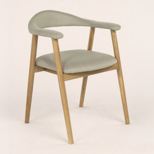 Lore - lot de 2 chaises en chêne massif et tissu - Bois / Beige