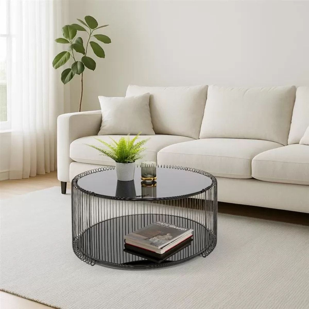Table basse Wire Double 80cm noire Kare Design