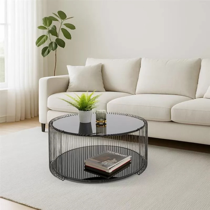 Table basse Wire Double 80cm noire Kare Design