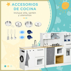 Cocina de Juguete de Madera 2 Piezas para Niños de +3 Años con Luz Sonidos