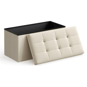 Panca Contenitore Pieghevole in Tessuto Effetto Lino Beige