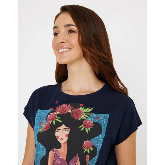 Camiseta Manga Corta Azul Marino- Pelzoflor