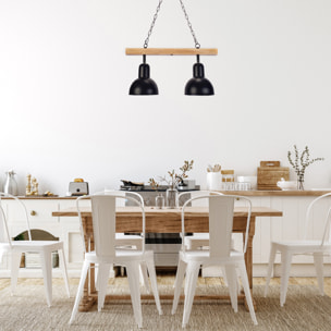 FORLIGHT Colgante Interior LED Helium E27 15W Madera Clara para Comedor, Cocina