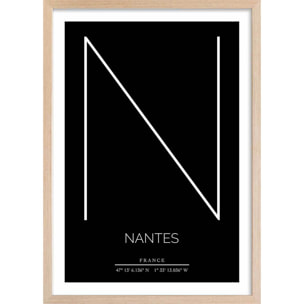 Poster n nantes Affiche + cadre en bois - Chêne