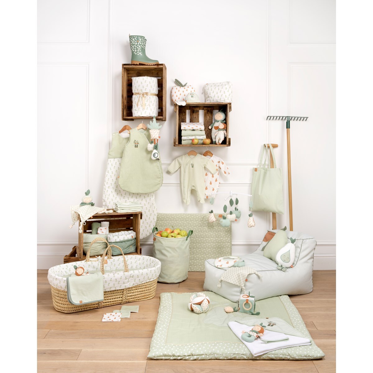 Tour de lit 200x36x4cm en coton Vert tilleul