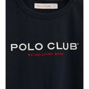 Camiseta azul marino de corte slim con bordado Established 2012 Polo Club