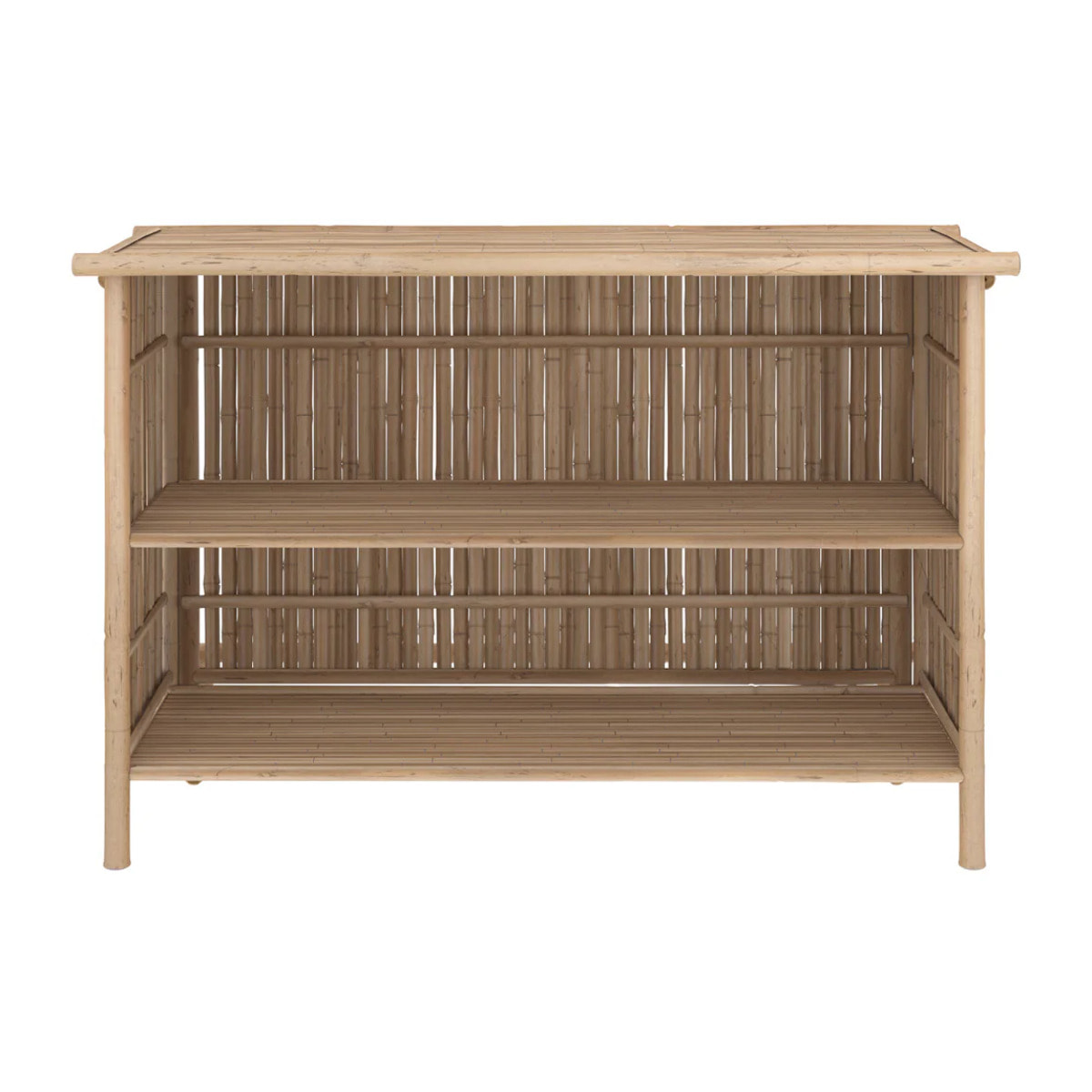 Ensemble bar et chaise de bar de jardin en bambou (lot de 2) - Vadella
