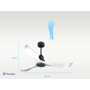 Ventilador de techo Reversible Termostato Wifi Motor DC Techos Inclinados Mando a Distancia Adaptador 2/3 Aspas Hypersilence Memoria VirginD132C0467173 PURLINE