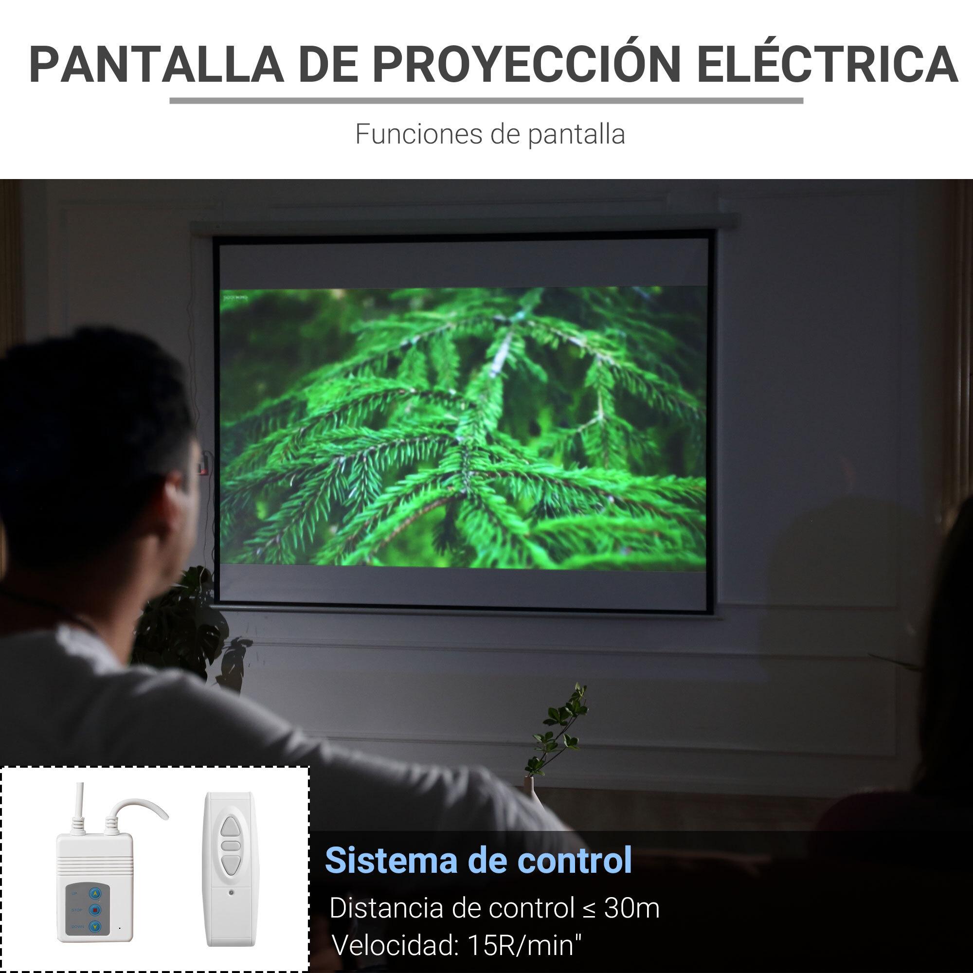 Pantalla de Proyector Eléctrica 120 Pulgadas Pantalla de Proyección Portátil Formato 4:3 con Mando a Distancia Tela de Proyección para Interior y Exterior 244x183 cm Blanco