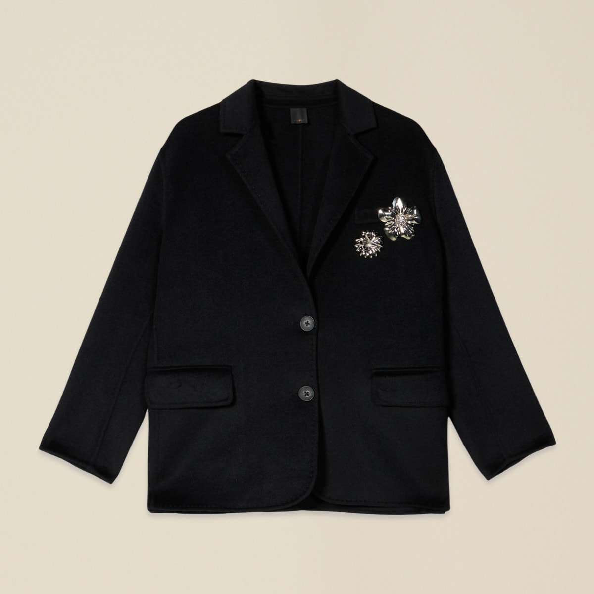Oltre - Chaqueta desestructurada mezcla lana con broches - Negro