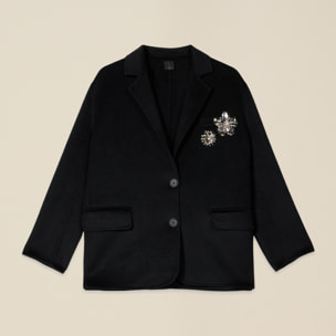 Oltre - Chaqueta desestructurada mezcla lana con broches - Negro