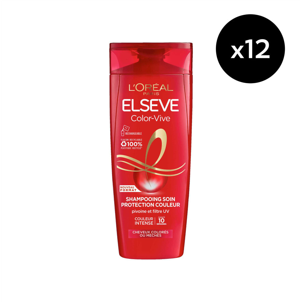 Lot de 12 - L'Oréal Paris Elseve Color Vive Shampooing Soin Cheveux Colorés 350ml