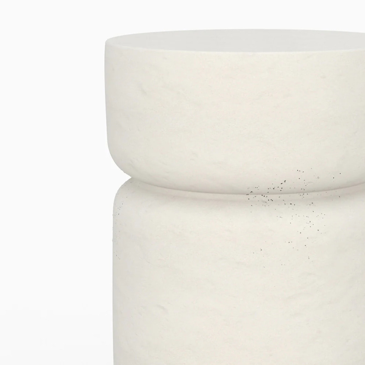 Table d'appoint ronde blanche en fibre d'argile effet béton D30 cm - Tahiti