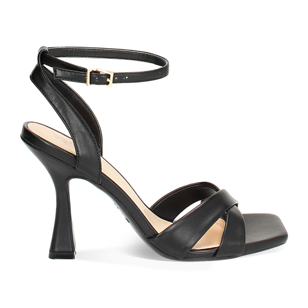 Sandalo donna nero con braccialetto, tacco 9,5 cm