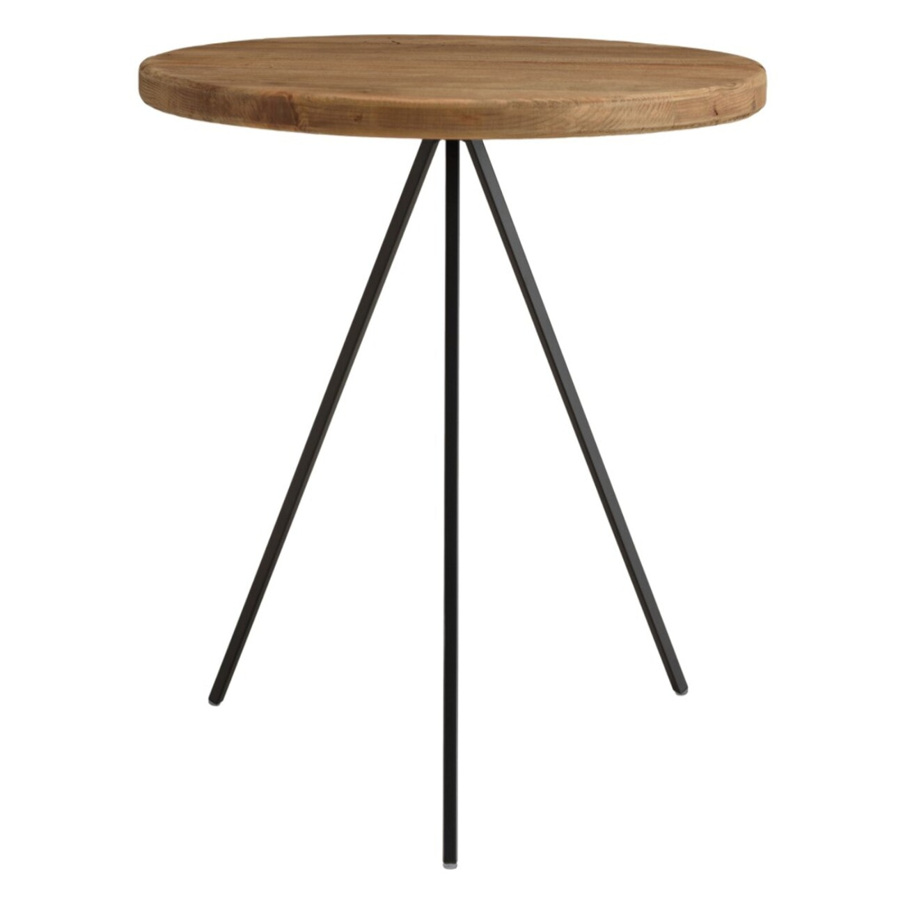 DANDY - Table basse ronde 70x70cm bois Pin recyclé et pieds métal noir