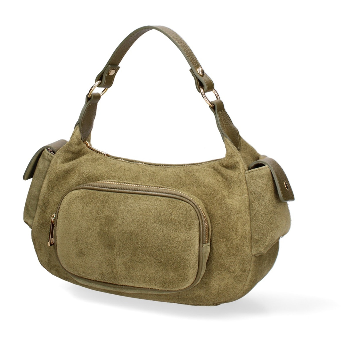 Borsa a spalla da donna Made in Italy - Modello Ardena - Pelle scamosciata - 30.0 x 17.0 x 12.0 cm