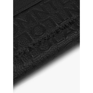 Elegante portamonete effetto pelle nera con monogramma inciso tono su tono