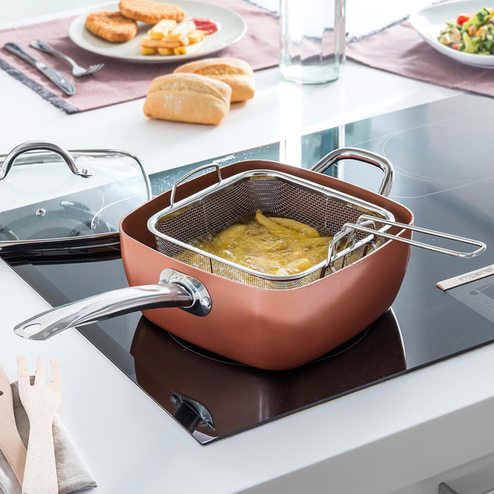Set di 4 pezzi padella multiuso in rame 5 in 1 Copper - color rame - alluminio - 24 x 9 x 24 cm