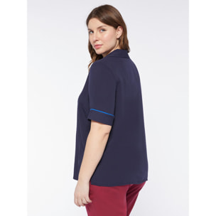 Fiorella Rubino - Camicia maniche corte in viscosa ECOVERO™ - Blu