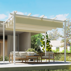 Pergola toit rétractable toile coulissante magnétique aluminium beige