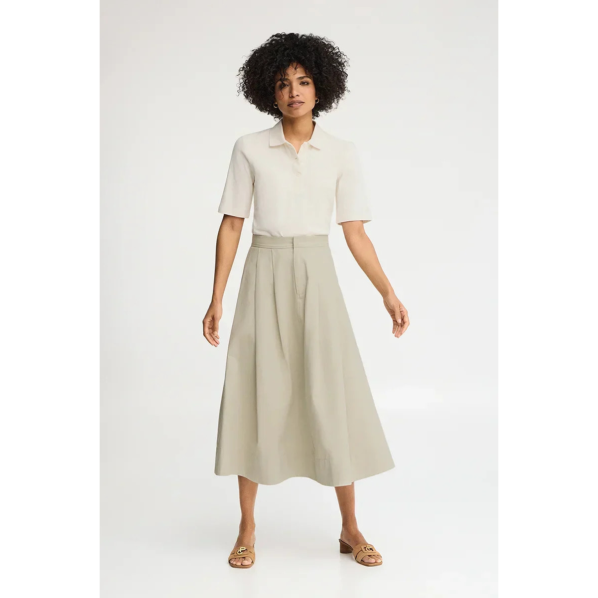 Gonna grigio pietra con pieghe Polo Club