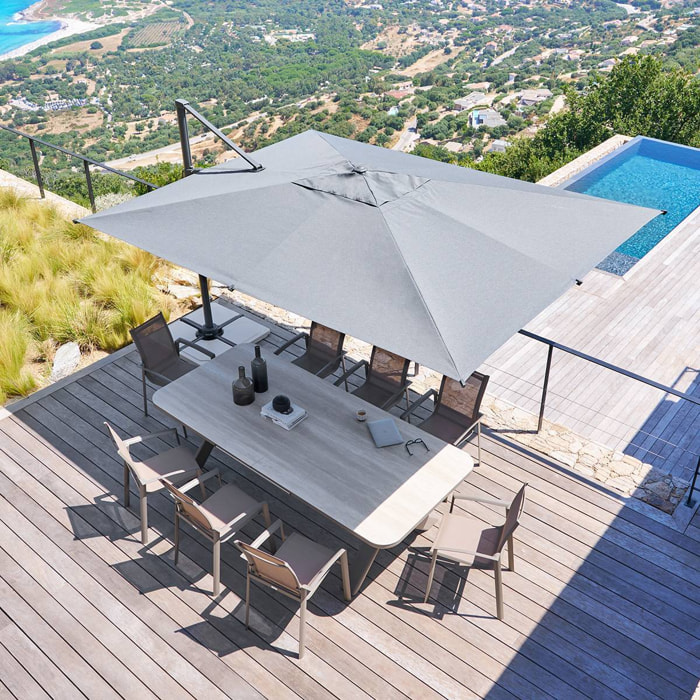 Parasol déporté rectangulaire inclinable Melhia 4x3m anthracite