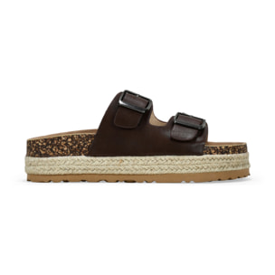 Sandalias de esparto marrones con doble hebilla
