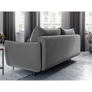 Canapé convertible avec coffre de rangement "Vermont" 3 places en velours gris clair