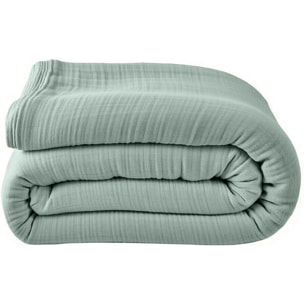 Housse de couette 100% gaze de coton lavé vert givrée
