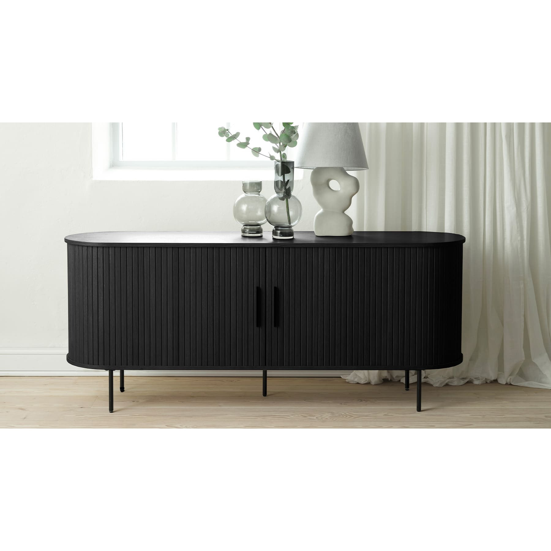 Buffet bois noir alba 180x45cm