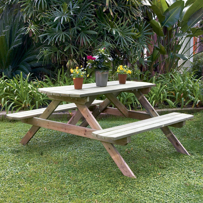 Mesa Picnic Madera De Pino 72x172x159 Cm