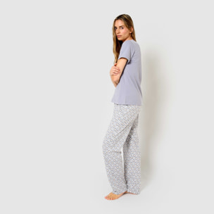 Pijama largo algodón manga corta con escote pico waterloo índigo