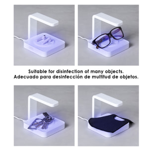 Lampada sterilizzatrice Blay a luce ultravioletta di tipo C con caricatore wireless integrato per smartphone.