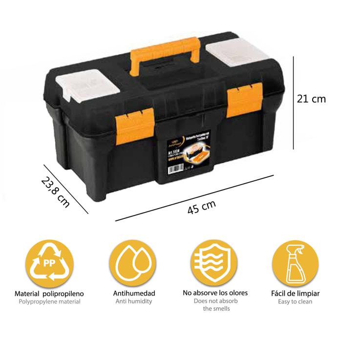 Caja de herramientas con bandeja interior y organizadores 45cm, Artplast